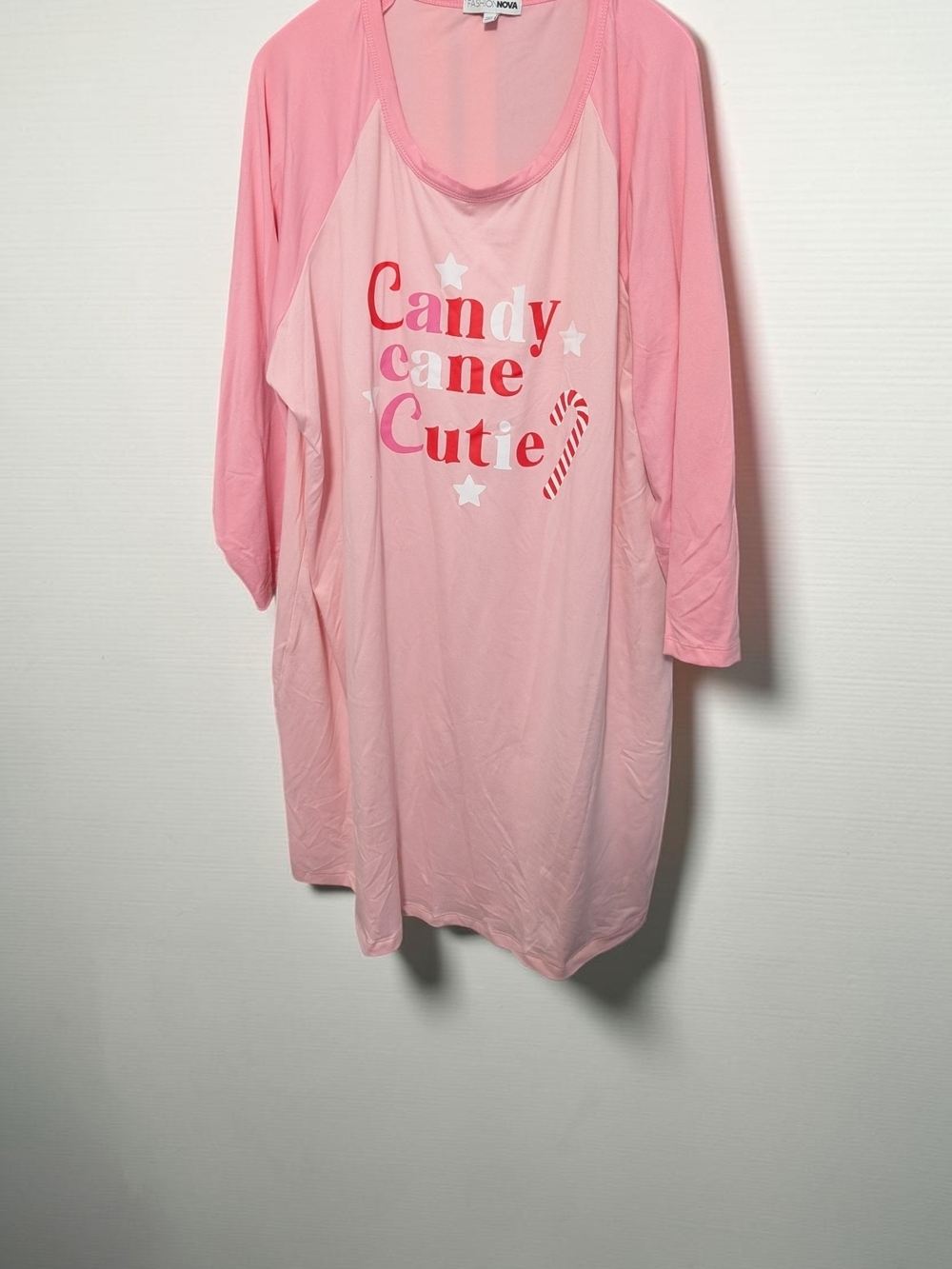 Fashion Nova Candy Cane Cutie PJ Sleep Shirt - Pink 1X (EUC) - Picture 4 of 8